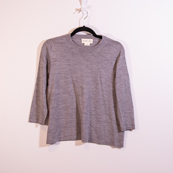 Kate Spade Broome Street Collared Relax Fit Knit Quarter Sleeve Sweater Gray S - Picture 1 of 3